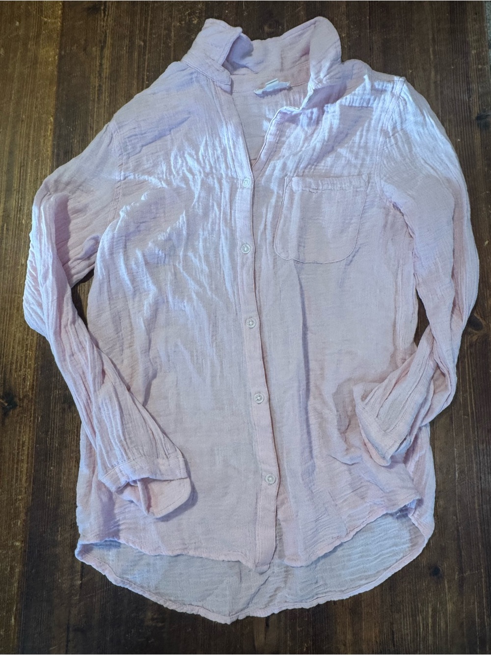beachlunchlounge Pale Pink Cotton Gauze Button-Down Shirt